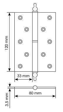 Петля карточная MORELLI MB AB L C 120х80мм античная бронза