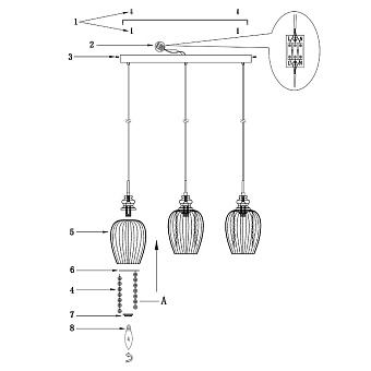 Светильник подвесной Maytoni Blues MOD044-PL-03-N 40Вт E14
