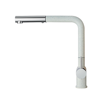 Смеситель для кухни Paini Cox HD90566CR1KM выдвижной излив белый матовый