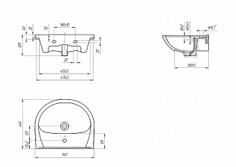 Раковина встраиваемая сверху CERSANIT ERICA S-UM-ERI55/1-w 54х45см