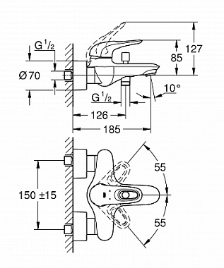 Смеситель для ванны GROHE Eurostyle New 33591003 хром