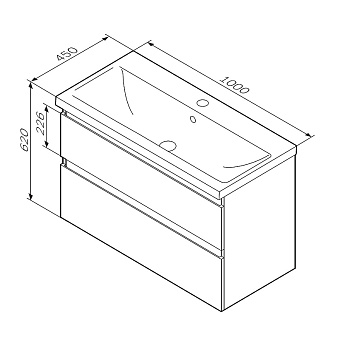 Тумба под раковину подвесная AM-PM X-Joy M85AFHX1002BM 44,5х97х60см