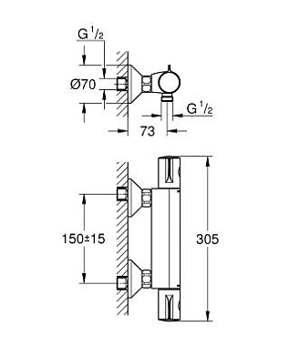 Смеситель для душа GROHE Grohtherm 800 34558000 хром