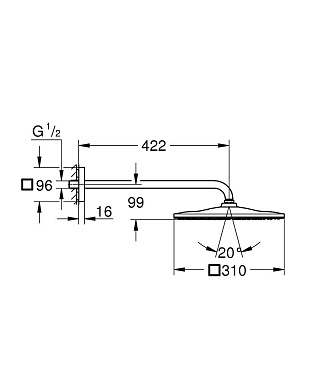 Верхний душ GROHE Rainshower Mono 310 Cube 26564DC0 сталь