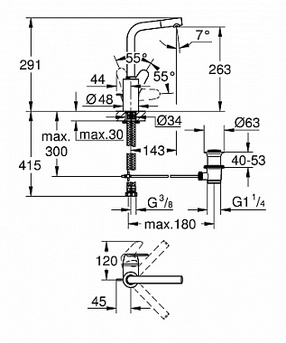 Смеситель для раковины GROHE Eurodisc Cosmopolitan 23054003 хром