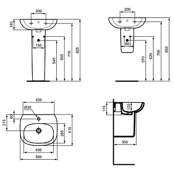 Раковина подвесная IDEAL STANDARD TESI T009401 50х41,5см