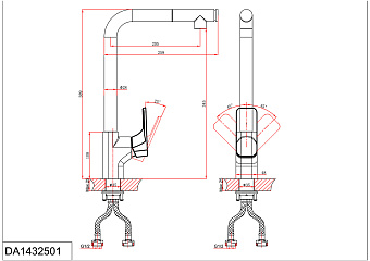 Смеситель для кухни D&K BerlinFreie DA1432501 выдвижной излив хром