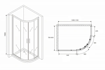 Угловое ограждение Abber Schwarzer Diamant AG01118B 195х80см стекло прозрачное