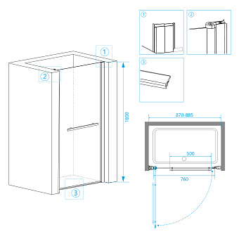 Душевая дверь RGW Passage 41080309-51 PA-03 185х90см стекло шиншилла