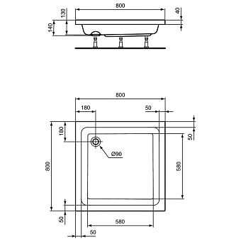 Душевой поддон IDEAL STANDARD HOTLINE K276401 80х80см
