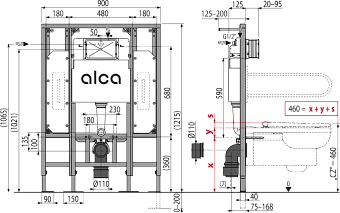 Инсталляция для подвесного унитаза Alcaplast AM101/1300H