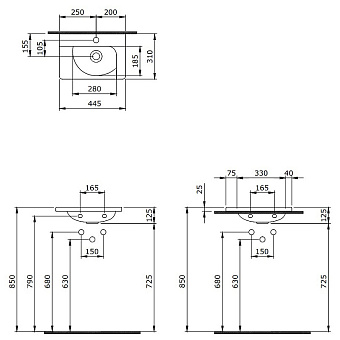 Раковина встраиваемая сверху BERGES Small 182008 44,5х31см