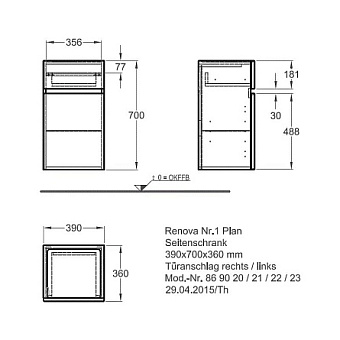 Шкаф подвесной GEBERIT Renova Plan 869020000 36х39х70см белый