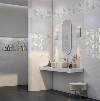 Настенная плитка KERAMA MARAZZI Гарса 12154R белый 25х75см 1,125кв.м. структурная