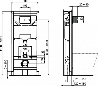 Инсталляция с унитазом IDEAL STANDARD PROSYS TESI R029901