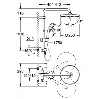 Душевая система GROHE Tempesta Cosmopolitan System 250 26670000 хром