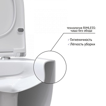 Унитаз подвесной BERGES FLOE 082121 безободковый с микролифтом