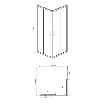 Угловое ограждение Azario MILTON AZ-ND1142 900 Black 200х90см стекло прозрачное