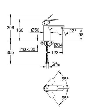 Смеситель для раковины GROHE Eurosmart Cosmopolitan 23327KW0 чёрный сатин