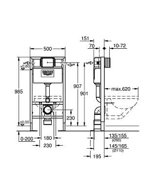 Инсталляция для подвесного унитаза GROHE Rapid SL 38586001