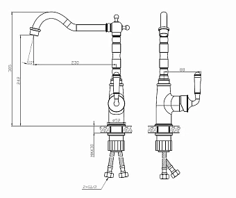 Смеситель для кухни ESKO PRAGUE PG 519 поворотный излив матовая бронза