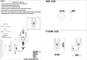 Бра CRYSTAL LUX CAMILA CAMILA AP1 GOLD 60Вт E14
