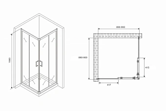 Угловое ограждение Abber Schwarzer Diamant AG02090B5 190х90см стекло прозрачное