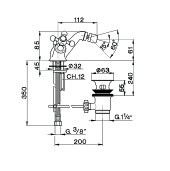 Смеситель для биде Cisal Arcana Ceramic AC00055027 бронза