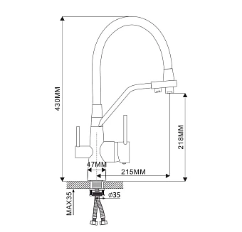 Смеситель для кухни Maxonor MN4460-5 гибкий излив серый
