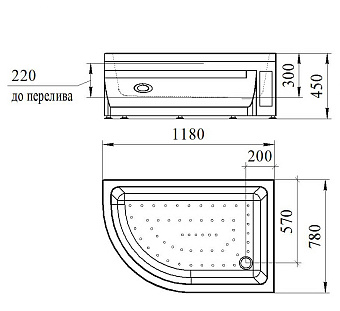 Душевой поддон RADOMIR СОУЛ 2 1-11-0-1-0-009 78х118см