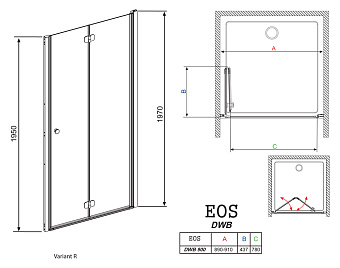Стеклянная шторка на ванну RADAWAY Eos 37803-01-01NL 115х107см