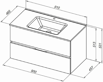 Тумба под раковину подвесная AQUANET Алвита New 303921 46х90х51,3см