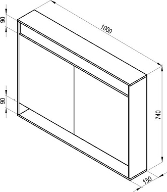 Шкаф зеркальный RAVAK Step X000001421 15х100х74см с подсветкой