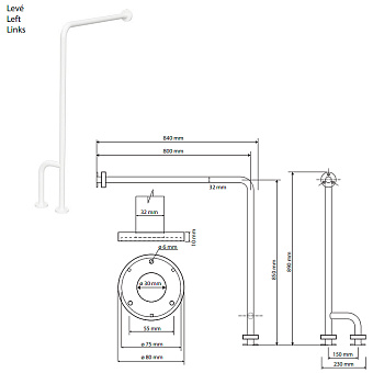 Поручень для ванной BEMETA HELP program 301112133 84см белый