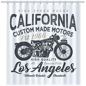 Шторка для ванной FIXSEN California FX-2500 200х180см Белый/чёрный