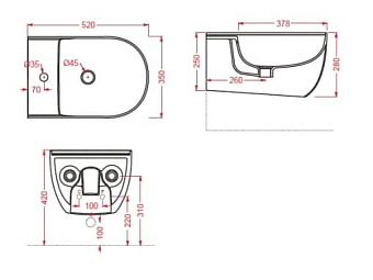 Биде подвесное ArtCeram THE ONE THB001 01 00 bi*1