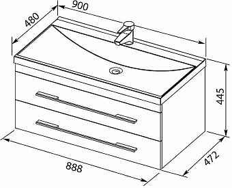 Тумба с раковиной AQUANET Нота 287708 48х90,2х44см