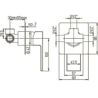 Смеситель для душа Paini Grazia 21PZ690 чёрный (матовый)