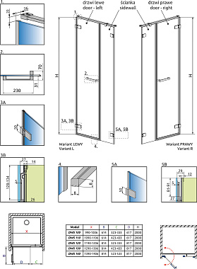 Душевая дверь RADAWAY Arta DWS 200х62,8см стекло прозрачное