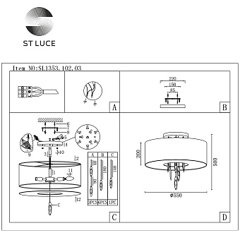 Люстра потолочная ST Luce NETTUNO SL1353.102.03 180Вт 3 лампочек E14