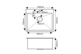 Мойка кухонная MELANA ProfLine D5343HB 53х43см графит