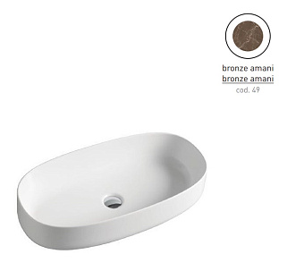 Раковина накладная ArtCeram Cognac COL005 49 00 68х35см
