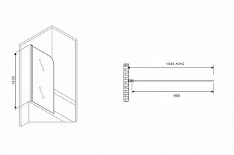Стеклянная шторка на ванну Abber Ewiges Wasser AG52100B 140х100см