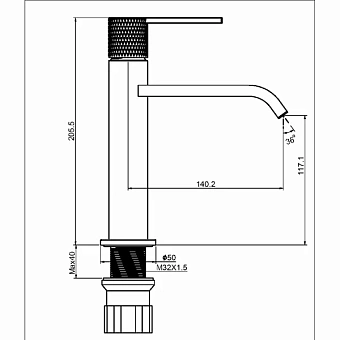 Смеситель для раковины Maxonor PL1084-9 серый