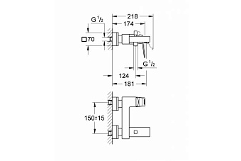 Смеситель для ванны GROHE Eurocube 23140000 хром