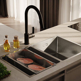 Смеситель для кухни IDDIS Cuba CUBBLP0i05 поворотный излив чёрный матовый