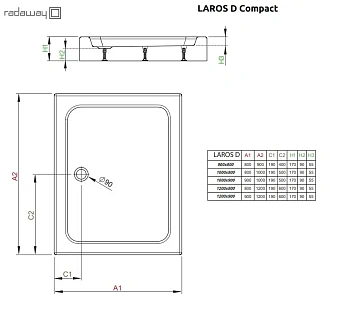 Душевой поддон RADAWAY Laros SLD91017-01 100х90см