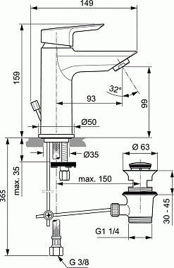 Смеситель для раковины IDEAL STANDARD TESI A6557AA хром