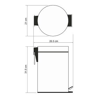 Мусорное ведро WASSERKRAFT K-665 хром 5л с педалью