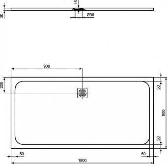 Душевой поддон IDEAL STANDARD ULTRAFLAT S K8306FS 90х180см